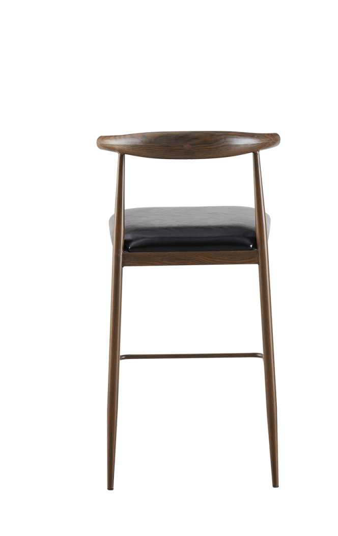 Walnut Wood Grain OX Barstool with Black Seat, Finish Walnut