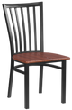 Elongated Vertical Back Metal Chair w/ Veneer Seat