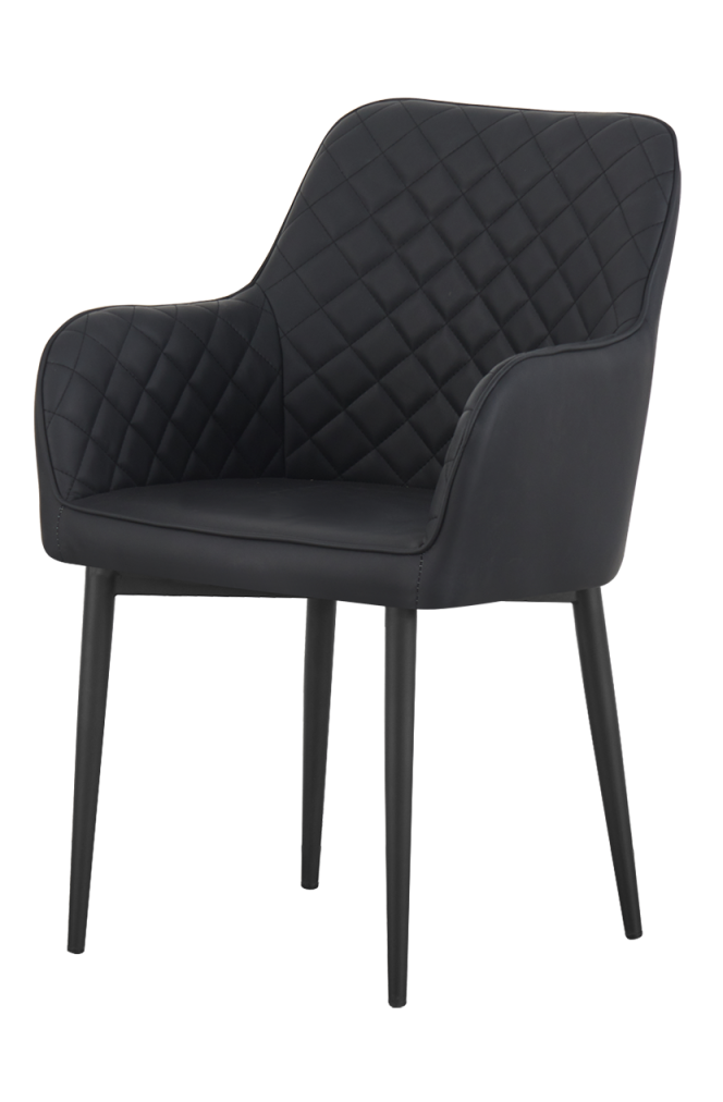 Indoor Chair Include Black Steel and Black Vinyl with Seat and Back