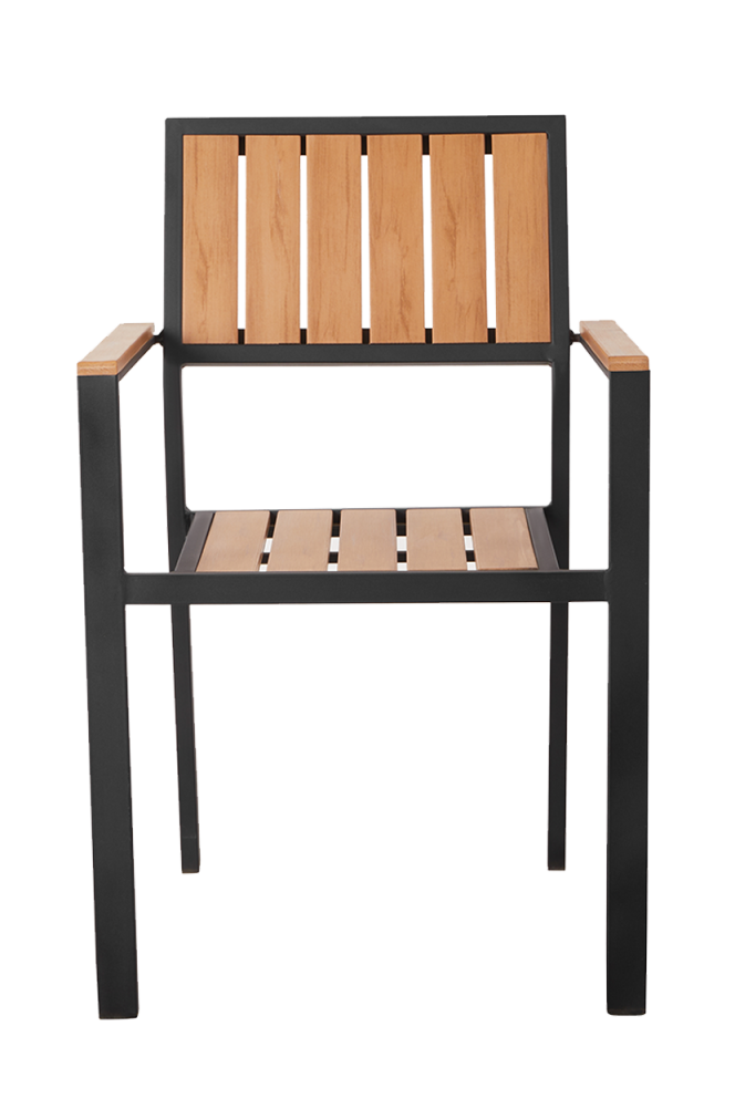 Outdoor/Indoor Aluminum Chair with Imitation Teak Slats
