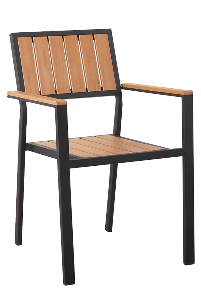 Outdoor/Indoor Aluminum Chair with Imitation Teak Slats