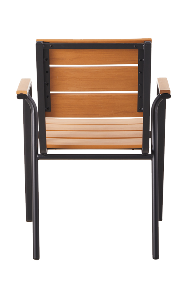 Outdoor Aluminum Chair with Imitation Teak Slats Finish Natural