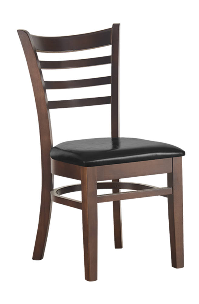Beechwood Chair with Black Seat, Finish Walnut