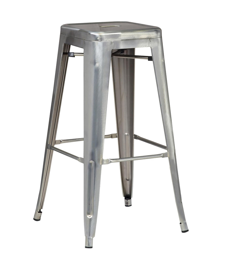 Armless Silver Tolix Metal Barstool