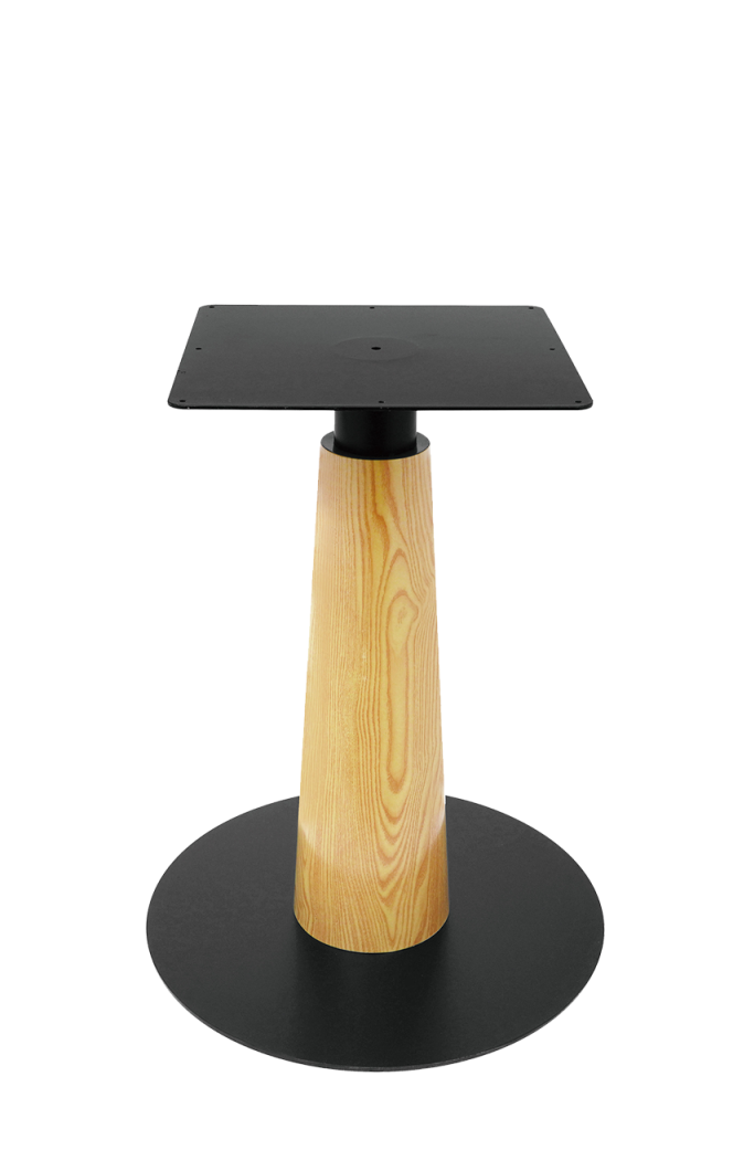 22''X 22''  Wood Grain Column and Black Steel Table Base, 2 PCS Easy Assembly