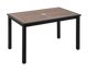 30'' x 48'' Outdoor Aluminum Table Finish Black with Imitation Teak Slats