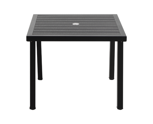 36'' x 36'' Outdoor Metal Table Finish Black with Imitation Teak Slats