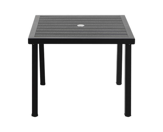 36'' x 36'' Outdoor Metal Table Finish Black with Imitation Teak Slats