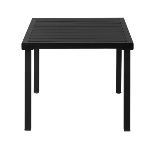 30'' x 30'' Outdoor Metal Table Finish Black with Imitation Teak Slats