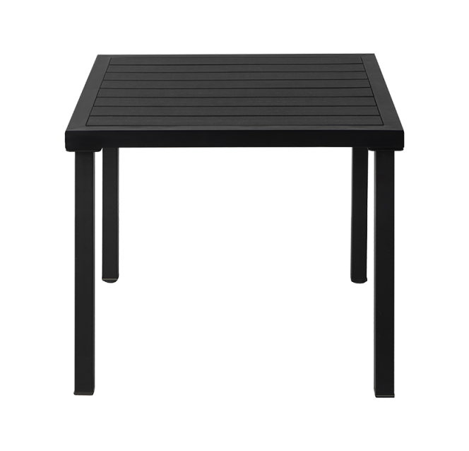 30'' x 30'' Outdoor Metal Table Finish Black with Imitation Teak Slats