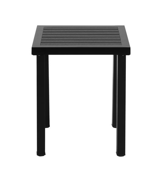 24'' x 24'' Outdoor Metal Table Finish Black with Imitation Teak Slats