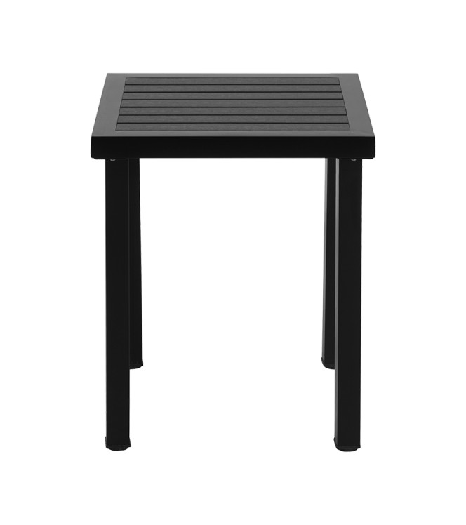 24'' x 24'' Outdoor Metal Table Finish Black with Imitation Teak Slats