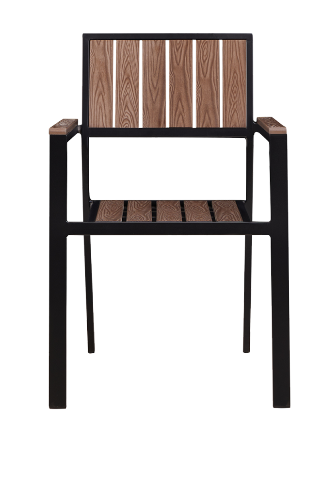 Outdoor/Indoor Aluminum Chair with Plastic Wood Slats