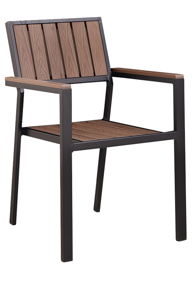 Outdoor/Indoor Aluminum Chair with Plastic Wood Slats