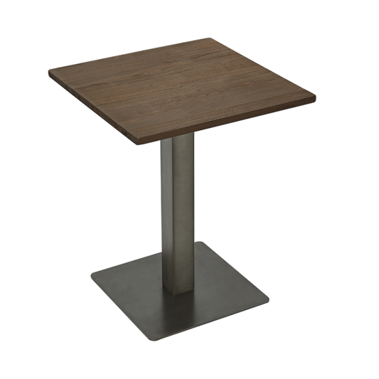 24 '' X  24 '' Elmwood Table Top with Gun Metal Table Base