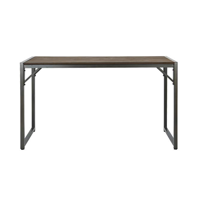 Bar Table in 27.5 '' X  72 '' Elmwood Table Top with Gun Metal Table Base