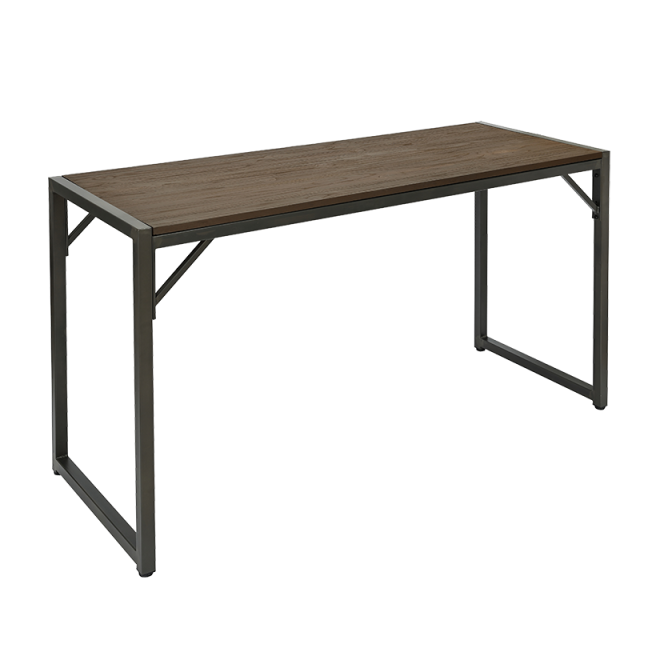 Bar Table in 27.5 '' X  72 '' Elmwood Table Top with Gun Metal Table Base