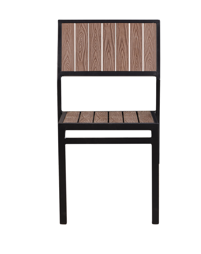 Outdoor/Indoor Armless Aluminum Chair with Plastic Wood Slats