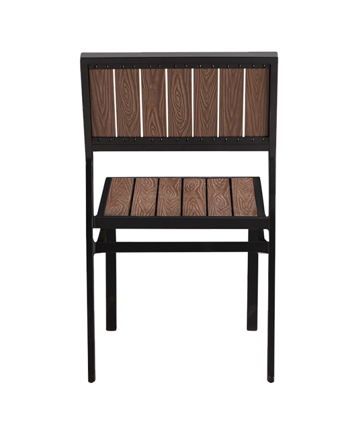 Outdoor/Indoor Armless Aluminum Chair with Plastic Wood Slats