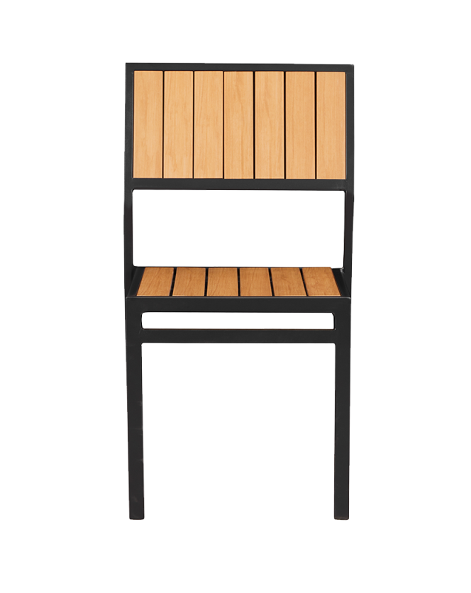 Armless Aluminum Chair with Imitation Teak Slats, use Outdoor