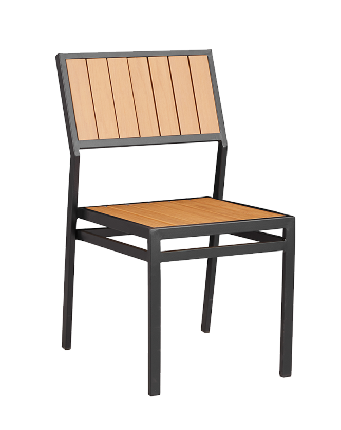 Armless Aluminum Chair with Imitation Teak Slats, use Outdoor