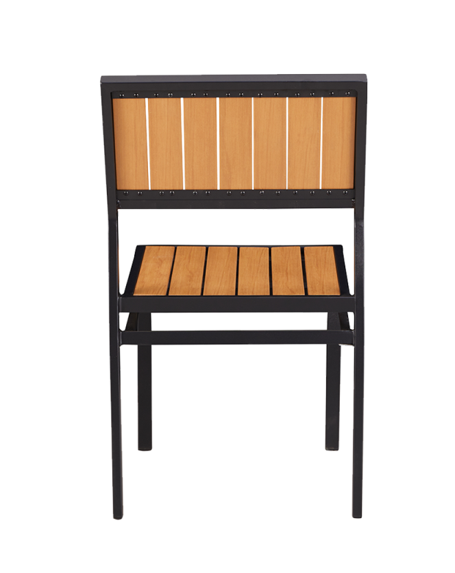 Armless Aluminum Chair with Imitation Teak Slats, use Outdoor