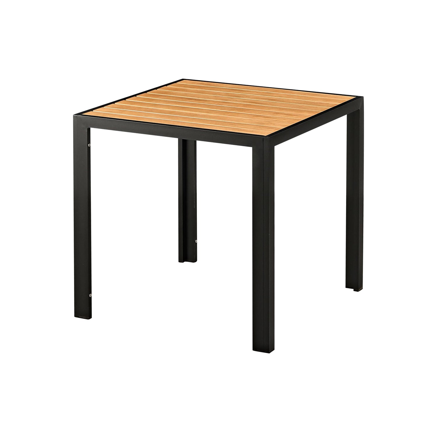 30'' x 30'' Outdoor Aluminum Table Finish Natural with Imitation Teak Slats