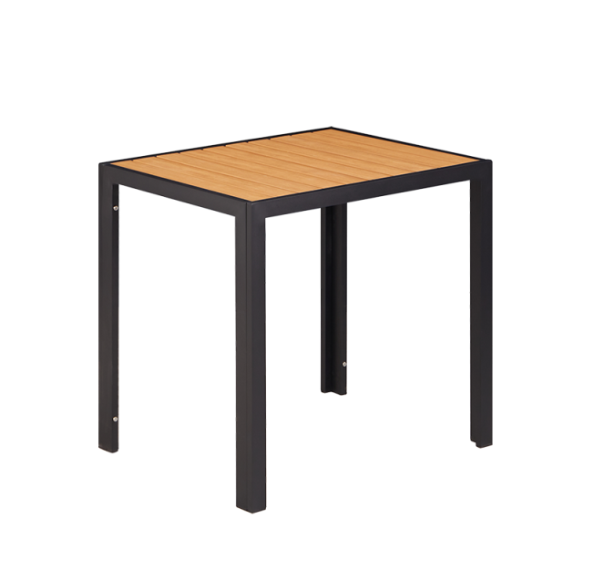 24'' x 30'' Outdoor Aluminum Table Finish Natural with Imitation Teak Slats