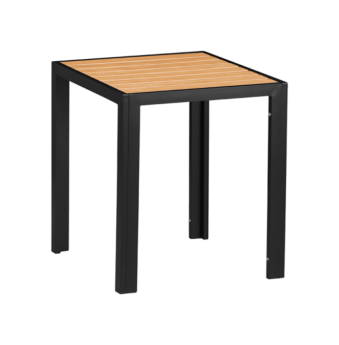 24'' x 24'' Outdoor Aluminum Table Finish Natural with Imitation Teak Slats
