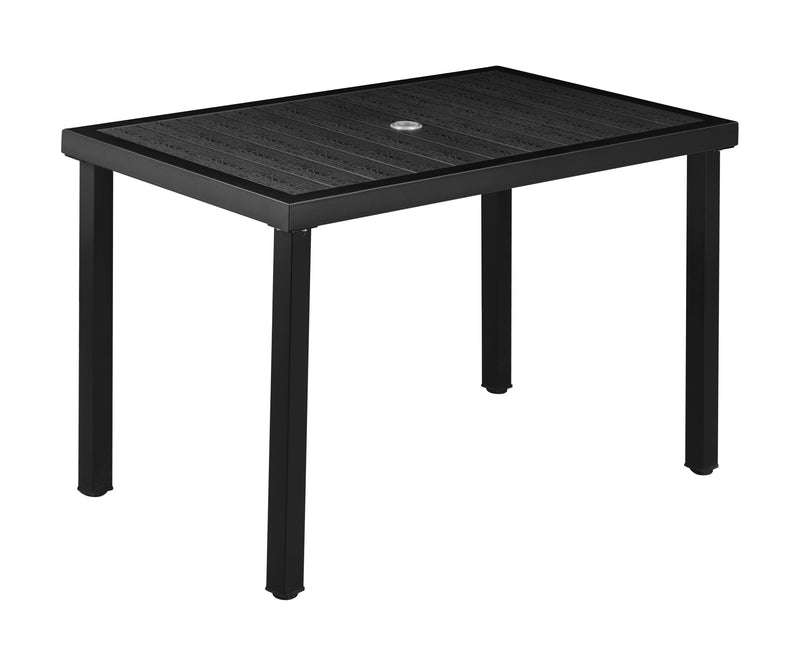 Outdoor Metal Table Finish Black with Imitation Teak Slats