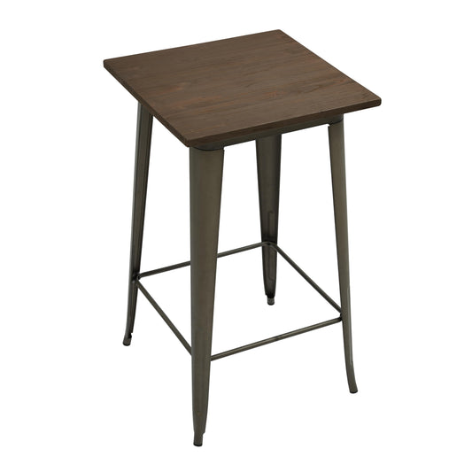 24 '' x 24 '' Elmwood Table Top with Gun Metal Bar Table Base