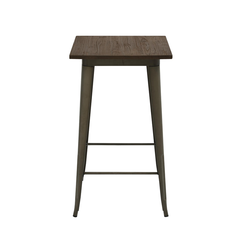 24 '' x 24 '' Elmwood Table Top with Gun Metal Bar Table Base