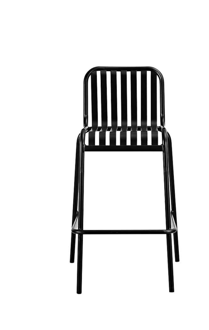 Outdoor/Indoor Black Metal Barstool, Armless