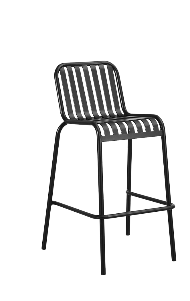 Outdoor/Indoor Black Metal Barstool, Armless