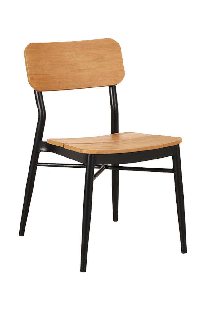 Outdoor Armless Aluminum Chair with Plastic wood Finish Natural