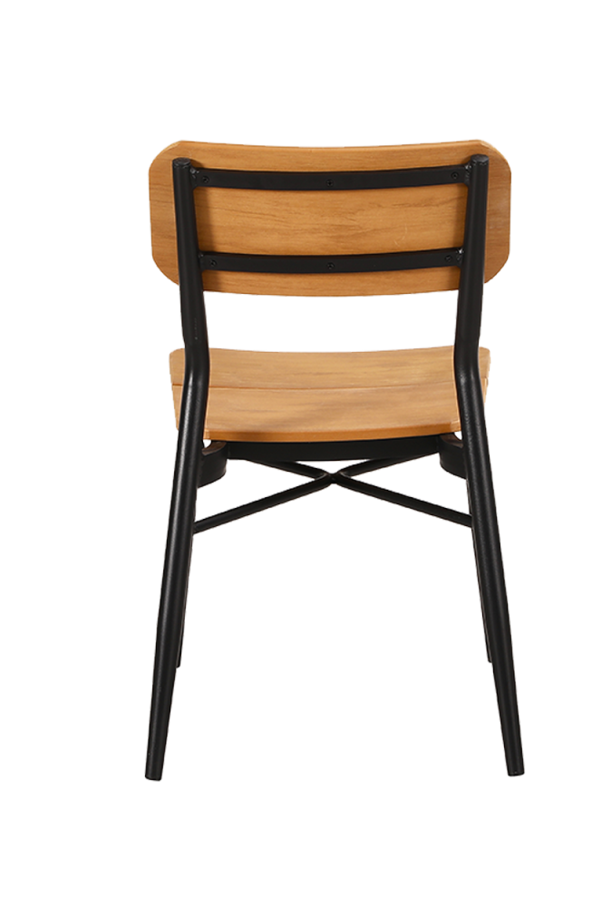 Outdoor Armless Aluminum Chair with Plastic wood Finish Natural