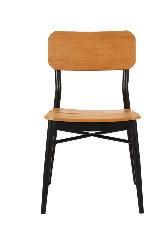 Outdoor Armless Aluminum Chair with Plastic wood Finish Natural