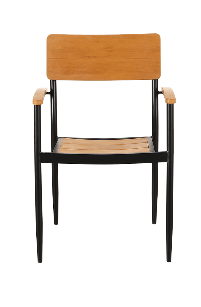 Aluminum ArmChair with Plastic wood Finish Natural, Use Outdoor