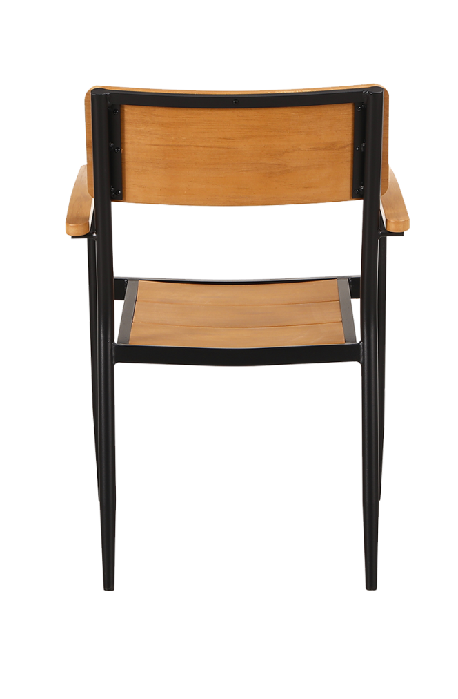Aluminum ArmChair with Plastic wood Finish Natural, Use Outdoor