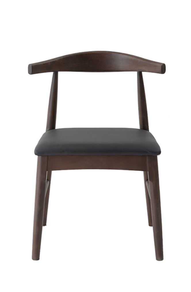 Rubber Wood OX Chair with Black Seat, Finish Walnut