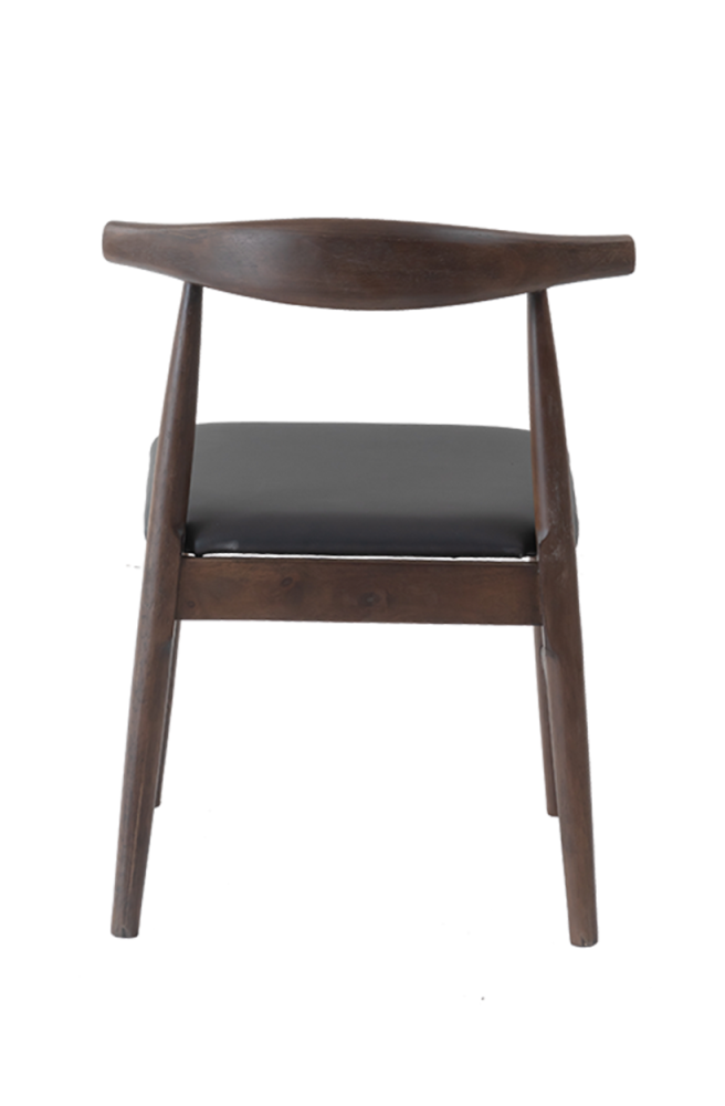 Rubber Wood OX Chair with Black Seat, Finish Walnut