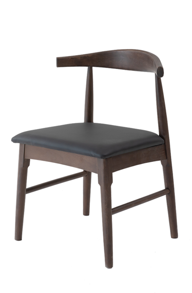Rubber Wood OX Chair with Black Seat, Finish Walnut