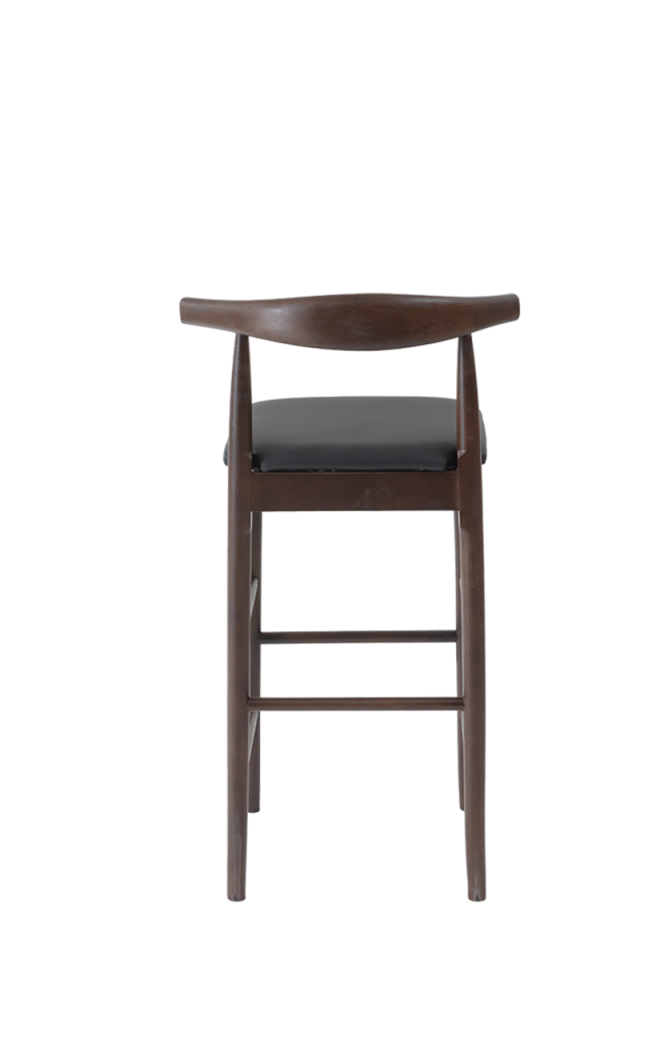 Rubber Wood OX Barstool with Black Seat, Finish Walnut