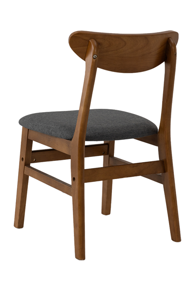 Rubber Wood Chair with Gray Seat, Finish Walnut