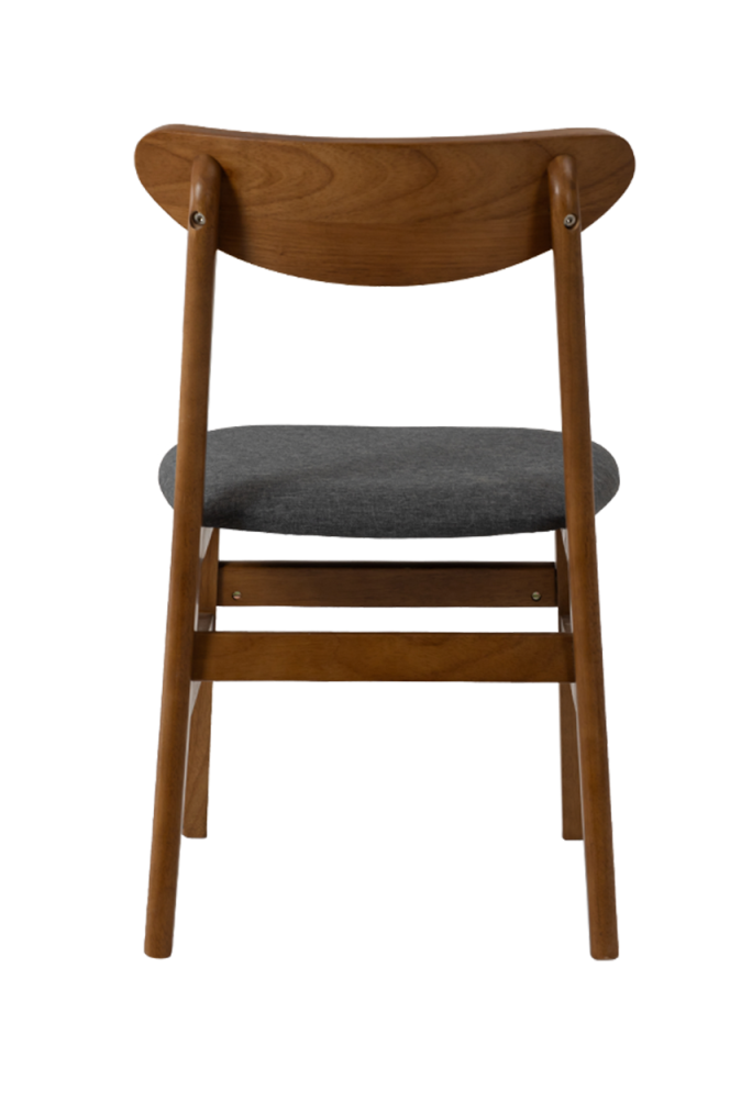 Rubber Wood Chair with Gray Seat, Finish Walnut