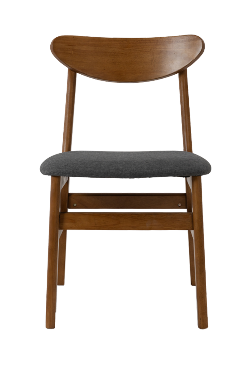 Rubber Wood Chair with Gray Seat, Finish Walnut