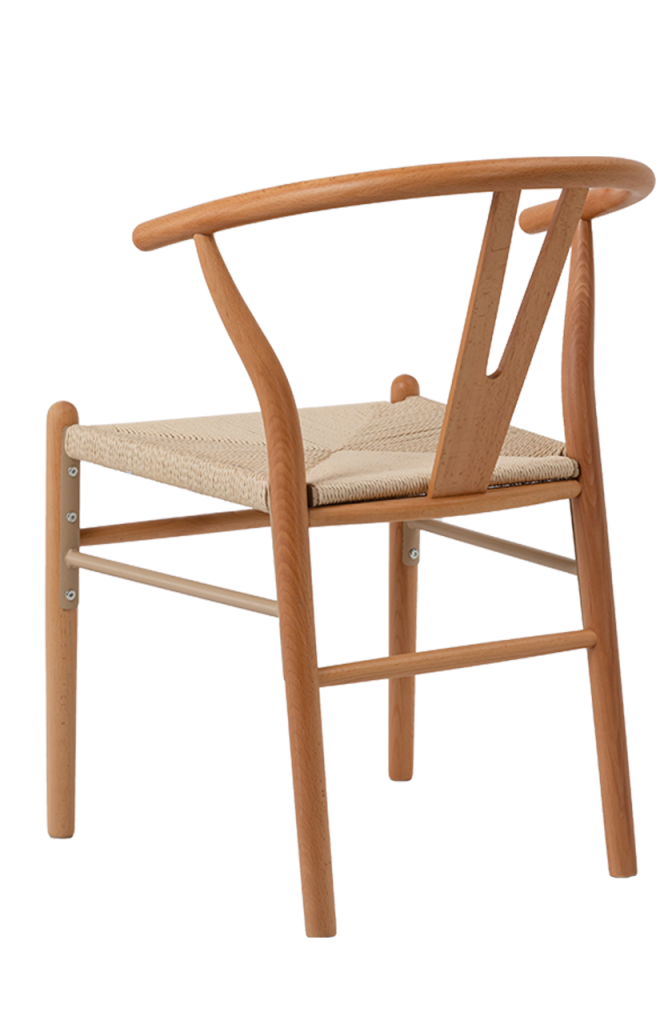 Beech Wood Chair with Rattan Seat, Finish Natural
