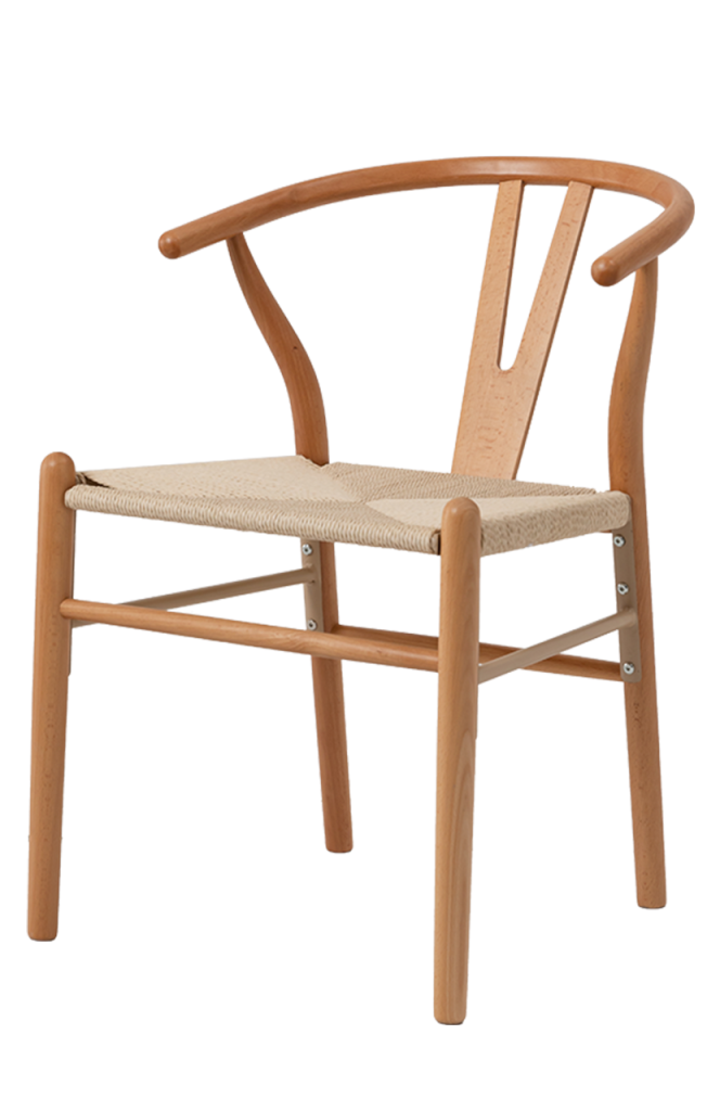 Beech Wood Chair with Rattan Seat, Finish Natural