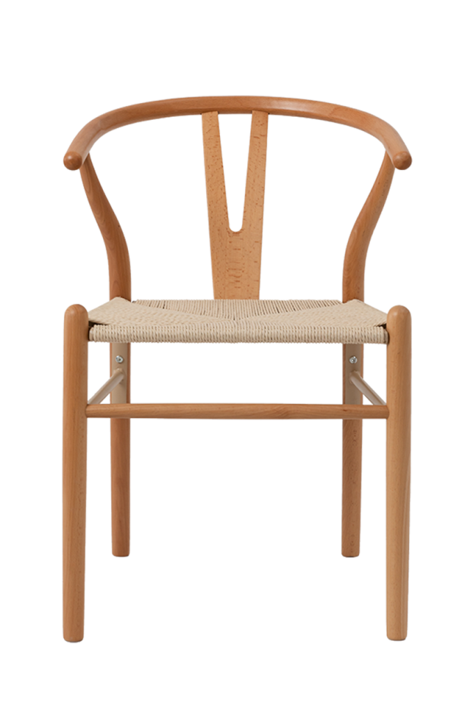 Beech Wood Chair with Rattan Seat, Finish Natural