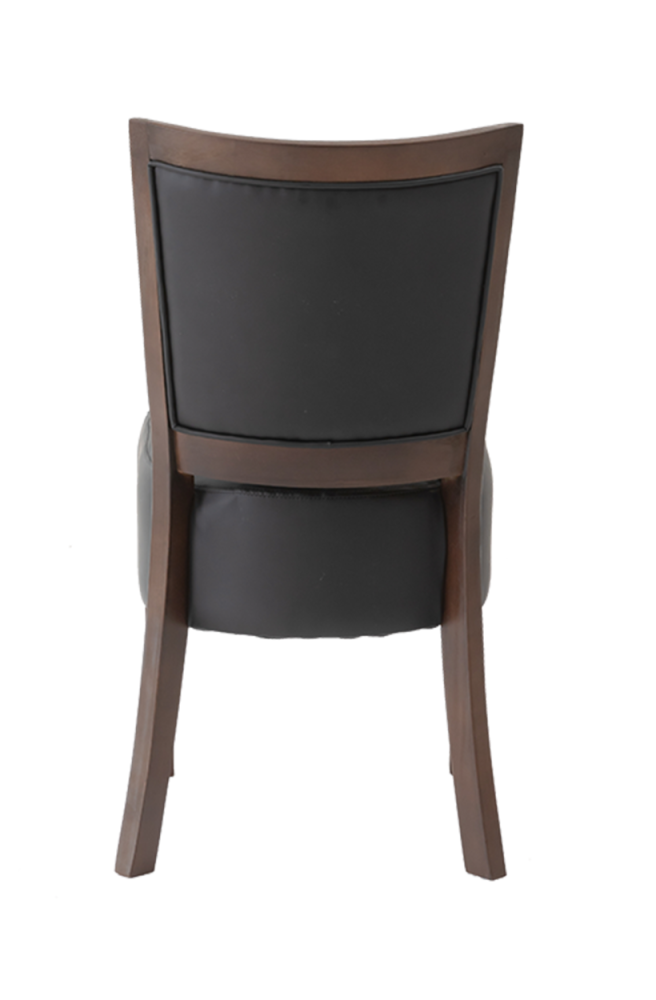 Walnut Rubber Wood Chair with Black Seat and Back